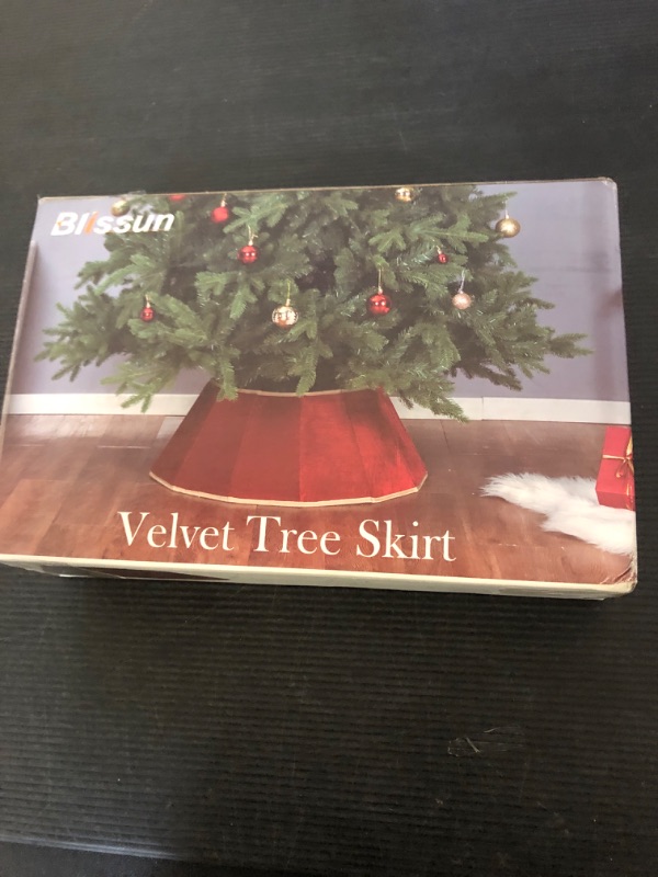 Photo 2 of Blissun Christmas Tree Collar, Velvet Foldable Christmas Tree Ring, Christmas Tree Skirt for Artificial Christmas Trees Decoration