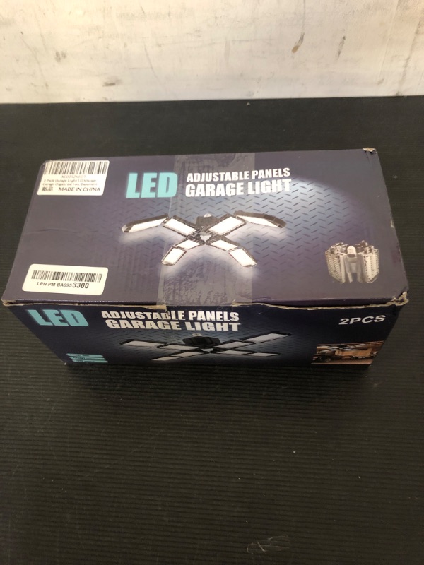 Photo 2 of 2 Pack LED Garage Light,Super Bright Screw in E26/E27 Ceiling Shop Work Lamp, 200W 20000 Lumen Deformable Basement Bulb Fixture with 8 Adjustable Panels