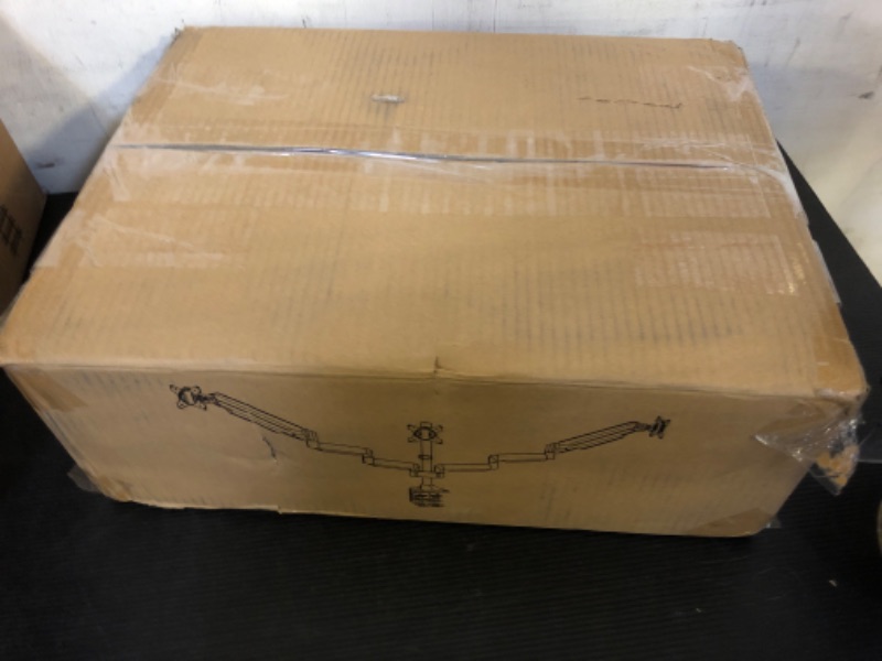 Photo 1 of UPGRAVITY Triple Monitor Stand, 3 Monitor Desk Mount for Three Computer Screens up to 32”, Heavy Duty C-Clamp Base, Fully Adjustable Gas Spring Triple Monitor Arms Hold up to 30.9 lbs Each