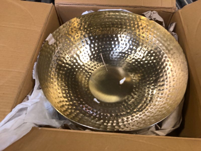 Photo 2 of Creative Co-Op Round Hammered Metal Bowl, Gold Finish, 14"