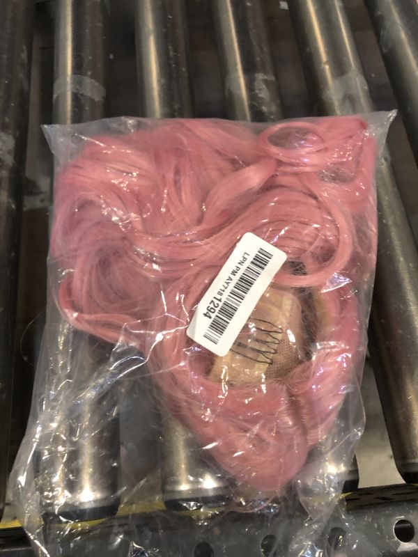 Photo 1 of Pink Wig 28 Inches Long Pink Wavy Wigs For Women Synthetic Hair Replacement Wigs Light Pink Wig Halloween Cosplay Daily Party Heat-Resistant Fiber Wig (Pink (673HT)) 28 Inch Pink