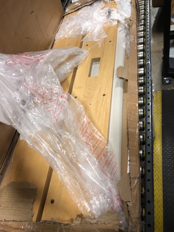 Photo 1 of GarveeHome Rattan Full Bed Frame with Sliding Door Shelf Headboard, Bohemian Rattan Bed Frame Full Size with Shelves, Solid Wood Foundation with Silent Slats, No Box Spring Needed, Natural