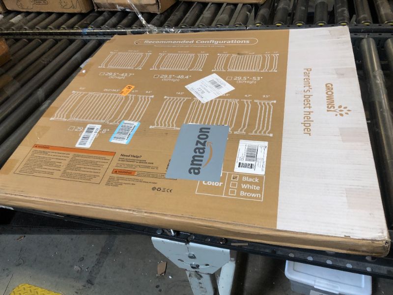 Photo 1 of Mom's Choice-GROWNSY Baby Gate for Stairs, 29.5"-48.4" Pressure Mounted Baby Gate for Top of Stair&Doorway with Y-Spindle Rods, Anti-Trip Pedal, Wide Stairs Dog Gate Easy Install w/Red Reminder,Black Black 29"-48"*30"