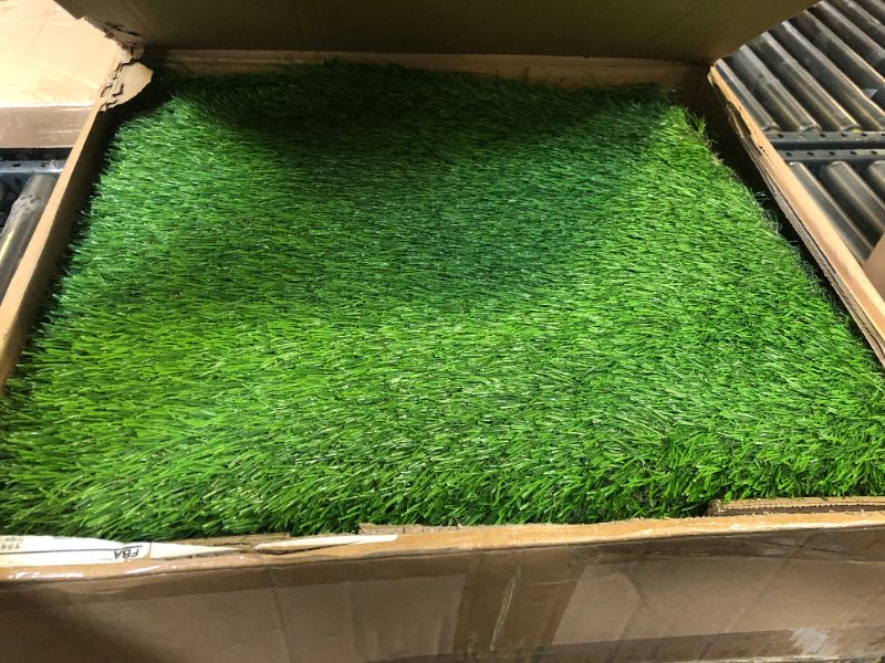 Photo 2 of Artificial Grass Rug 5ft x 8ft, Professional Dog Grass Mat, Thick Synthetic Realistic Fake Grass Pet Turf Door Mat for Outdoor Area Patio Garden Lawn Landscape DIY, Easy to Clean Rolled No-creases