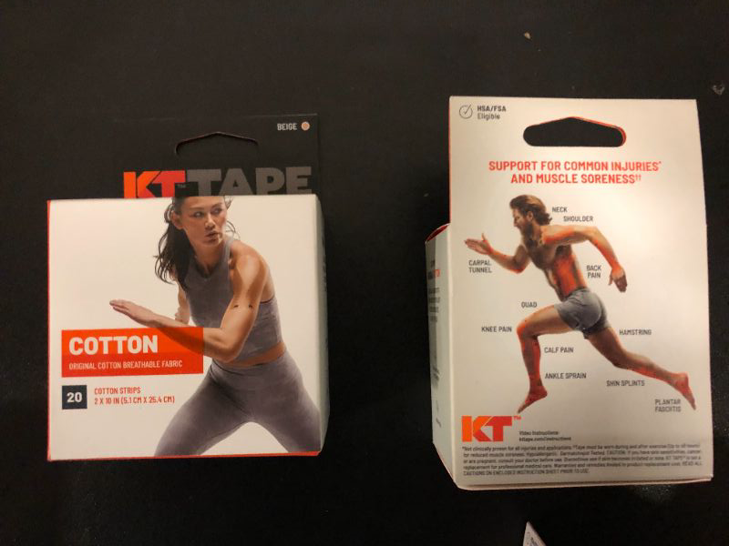 Photo 2 of KT Tape, Original Cotton, Elastic Kinesiology Athletic Tape, 20 Count, 10” Precut Strips