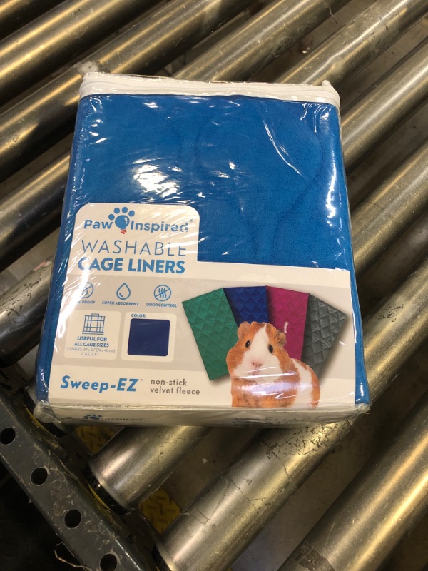 Photo 2 of Paw Inspired Guinea Pig Cage Liners | Washable Fleece Bedding with Waterproof Bottom | Super Absorbent Pee Pad or Pet Bed Mat for Guinea Pigs, Ferrets, Rabbits, Hamsters, Small Animals (C&C 2x1, Blue)