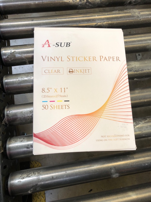 Photo 2 of A-SUB Clear Sticker Paper for Inkjet Printers, Waterproof Transparent Printable Vinyl Sticker Paper, 50 Sheets 8.5x11 Inch Glossy Clear Label Paper for Custom Stickers, Decals