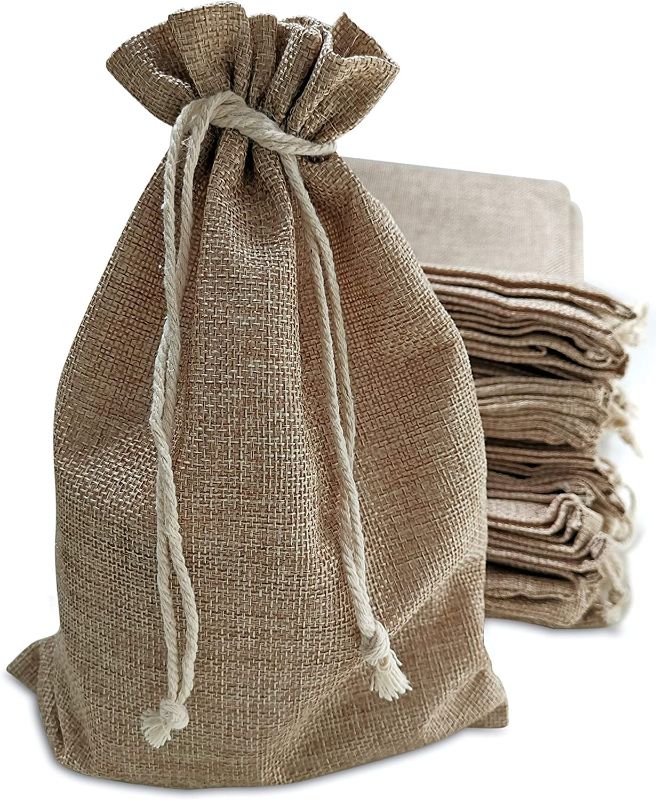 Photo 1 of 25 Burlap Bags with Drawstring