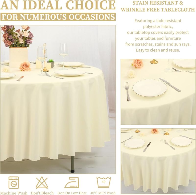 Photo 1 of 1pc--Showgeous Beige Round Tablecloth 90 Inch Polyester Round Table Cloth Beige  