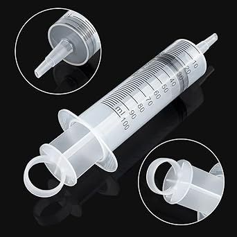 Photo 1 of 2 Pack 100ml Large Syringe with Cap, Individually Sterile Sealed Plastic Liquid Syringes Catheter Tip with Measurement for Scientific Labs, Measuring Liquids, Feed Pets, Medical Student, Oil or Glue Applicator