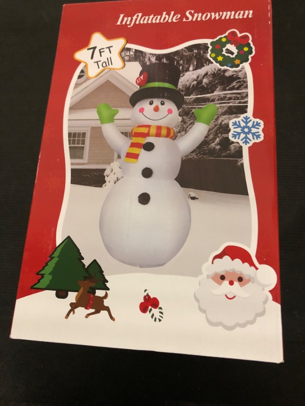 Photo 1 of 7 FT Christmas Inflatables Giant Snowman Outdoor Decorations, Blow up Snow Man Yard Decor Built-in Bright LED Light Wear Magic Hat, Weatherproof Holiday for Garden Patio Lawn Party Xmas Gifts