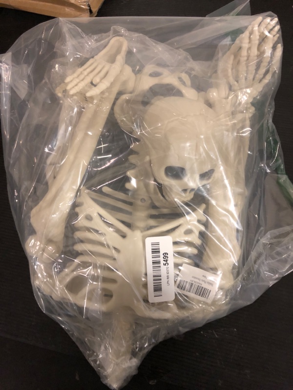 Photo 2 of 36" Skeleton Halloween Decorations, 3FT Realistic Full Body Movable Posable Joints Skeleton, Creepy Halloween Plastic Skeleton for Graveyard Decorations, Haunted House Props Indoor/Outdoor Decor