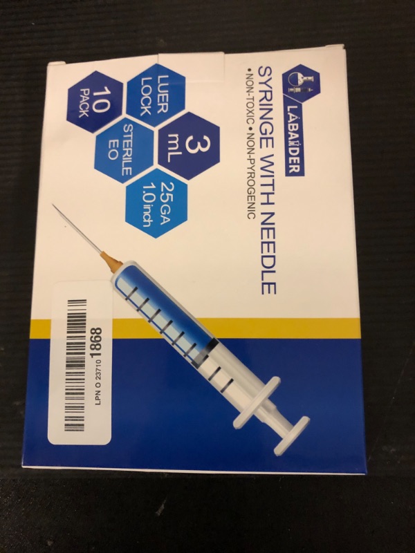 Photo 2 of 10 Pack 3ml Syringes with Needle - 25G, 1.0 inch Needle Luer Lock Syringe Individually Packaged