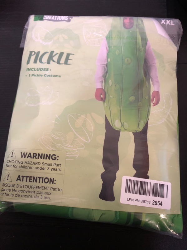 Photo 2 of xxl---Spooktacular Creations Halloween Pickle Costume Adult, Unisex Food Costume, Funny Costume for Men, Green Fruit Jumpsuit for Dress-Up, Cosplay, Themed Party (XX-Large)