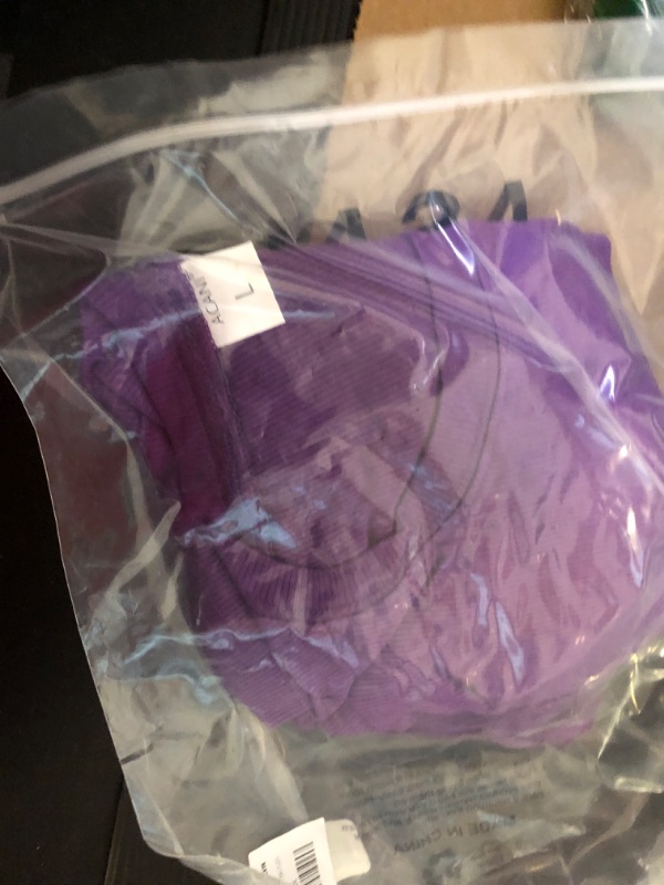 Photo 1 of Purple Long Sleeve T Shirt Women for Women Ribbed Fall Basic Trendy Stretchy Lightweight(Purple Large)