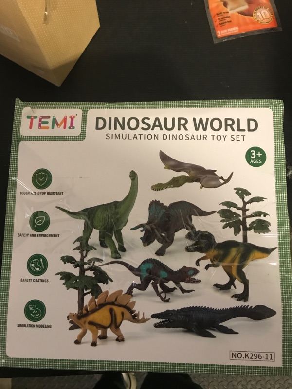 Photo 1 of TEMI 7 Piece Realistic Dinosaur Toy Set for Kids - Large Figures for Dinosaur Lovers, Perfect Dinosaur Party Favors and Gifts