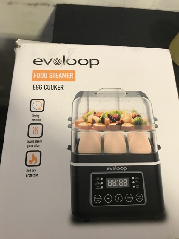 Photo 2 of 2 Tiers Electric Food Steamer for Cooking, 4 QT Digital Multi Vegetable Steamer with BPA-Free Stackable Baskets, Rapid Egg Cooker Egg Steamer with Auto Shut-Off, Ideal for Veggies, Seafood, Rice