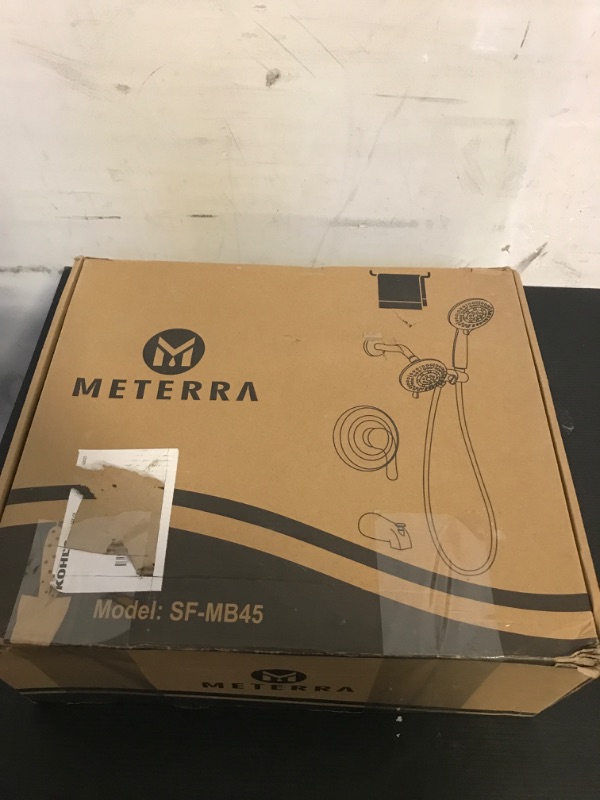 Photo 2 of Meterra Black Tub Shower Faucet Set - High Pressure Bathroom Bathtub Faucet Set Complete with 2 in 1 Multifunctional Handheld Sprayer, Matte Black Rain Shower System with Valve, Bath Tub, Trim Kit