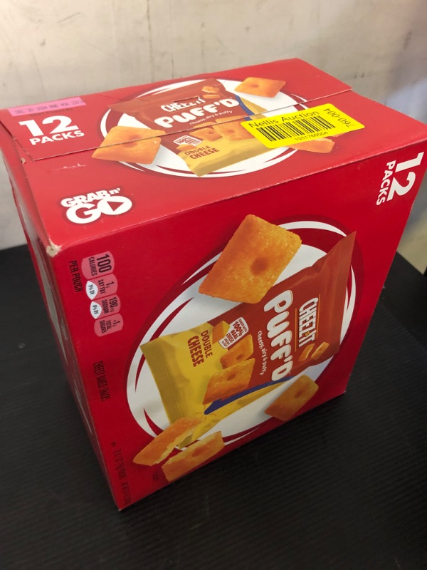 Photo 2 of expd ate 12/2024---Cheez-It Puff'd Cheesy Baked Snacks, Puffed Snack Crackers, Kids Snacks, Grab N' Go, Double Cheese, 8.4oz Box (12 Pouches)