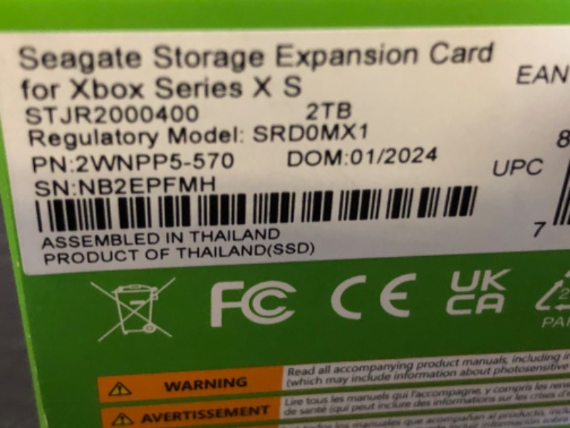 Photo 1 of Seagate Storage Expansion Card 2TB Solid State Drive - NVMe SSD for Xbox Series X S