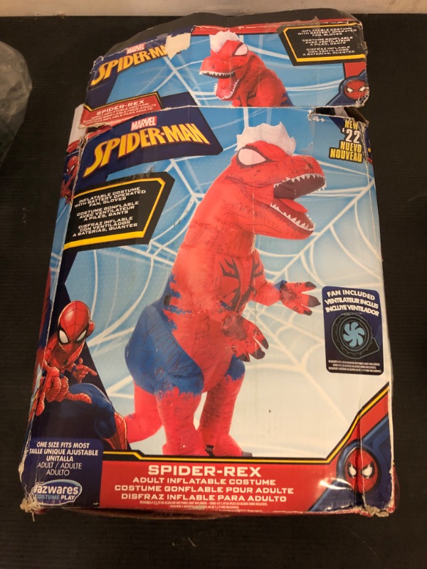 Photo 1 of MARVEL Spider-Rex Adult Inflatable Costume - Inflatable Jumpsuit with Built-In Fan, Gloves, and Battery Box