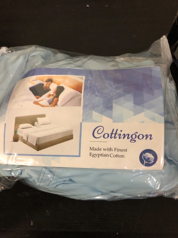 Photo 1 of Sheets for Sleep Number Bed Split King,Split Top King Sheets for Sleep Number Bed,100% Egyptian Cotton,Light Blue Solid,34 Split-King,400 TC,16 Inch Deep,Split King Sheets for Sleep Number Beds