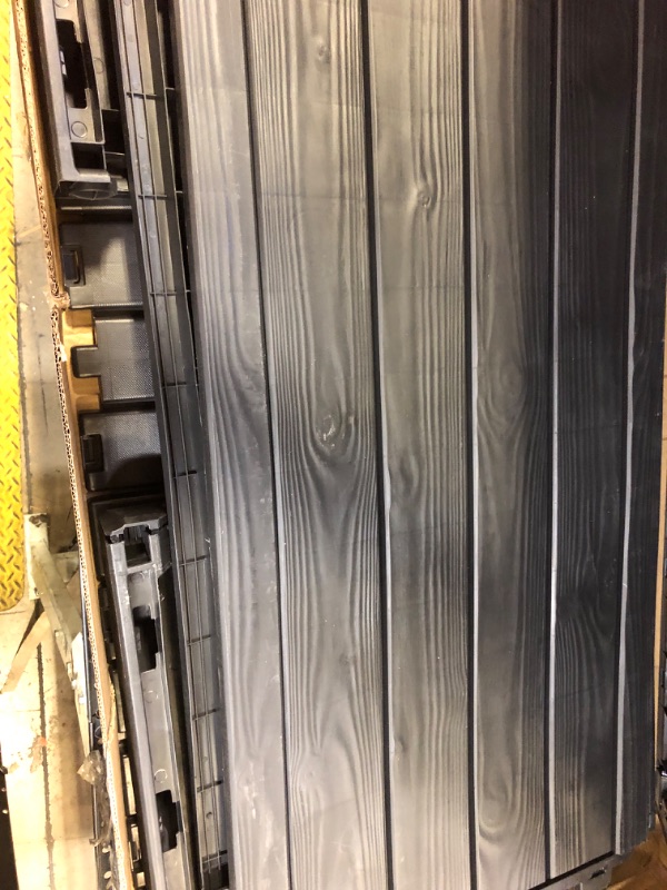 Photo 1 of Keter Westwood 570L Storage Box, All-Weather Resin Deck Box and Stylish Outdoor Bench with Piston-Assisted Lockable Lid and Side Handles, Dark Grey