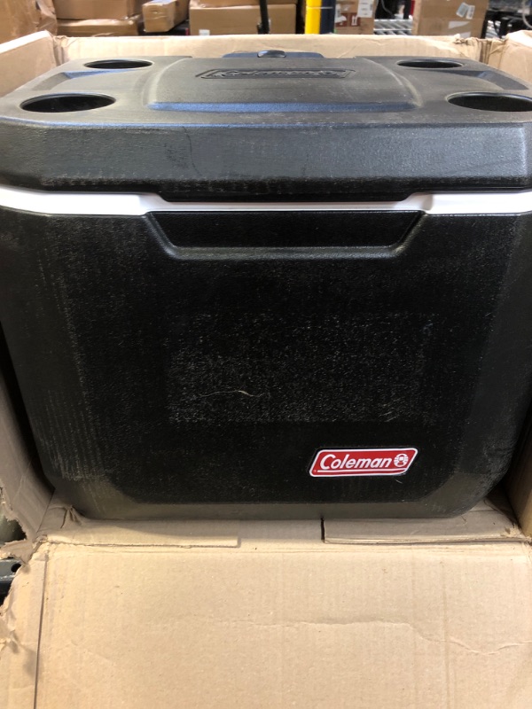 Photo 3 of Coleman Portable Rolling Cooler | 50 Quart Xtreme 5 Day Cooler with Wheels | Wheeled Hard Cooler Keeps Ice Up to 5 Days Black Cooler