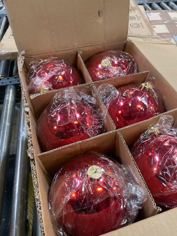 Photo 2 of Zubebe 12 Pcs Large Christmas Ball Ornaments 6" Giant Plastic Christmas Ball Outdoor Hanging Decorations UV and Water Resistant Ball for Holiday Party Decorations Christmas Tree (Red)