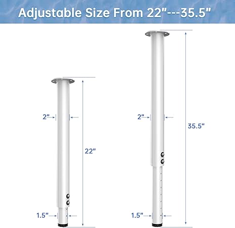 Photo 1 of Adjustable Table Legs,Metal Adjustable Height Desk Legs,Adjustable Furniture Legs for Table Computer Desk Dining Table Office Desk(White) (2 pcs 22" -35.5")
