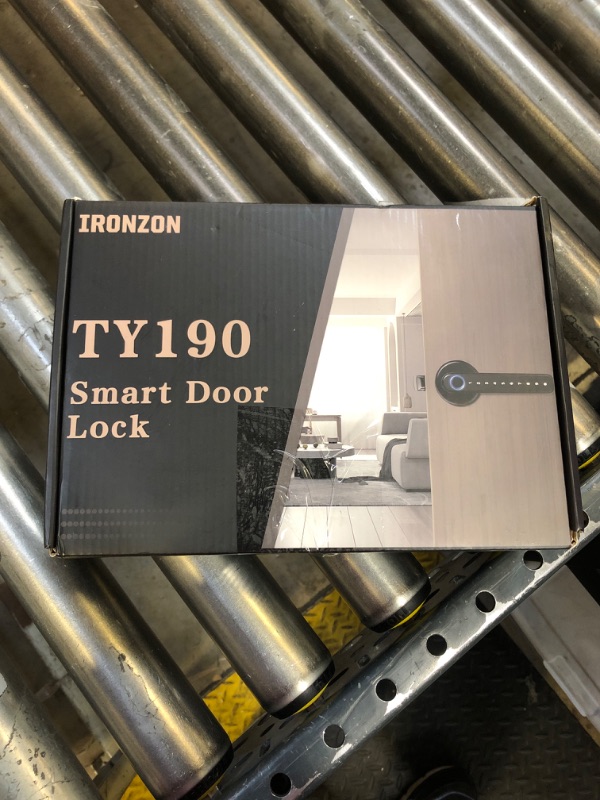 Photo 2 of IRONZON Fingerprint Door Lock Smart Door Lock with App/Code/Backup Key/Fingerprint Smart Door Knob Keyless Entry Door Lock with Handle for Home Hotel Office Apartment Bedroom Blue