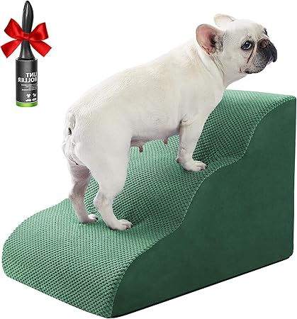 Photo 1 of Ryoizen Dog Stairs for Small Dog for Bed Or Couch, Sturdy Dog Steps with High Density Foam, Extra-Wide 3-Step Pet Ladder Non-Slip Waterproof Ramp for Cat Pet, Gifts Lint Roller for Dogs, Green
