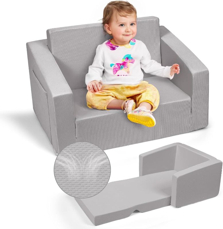 Photo 1 of 2-in-1 Kids Sofa Fold Out Couch & Bed Kids Recliner Chair for Playroom,Toddler Comfy Covertible Sofa Couch to Lounger for Boys Girls 