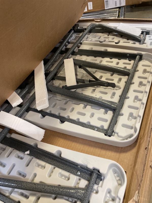 Photo 1 of DWVO 37" Picnic Table, Folding Picnic Tables for Outdoors with Weather Resistant Resin Tabletop & Stable Steel Frame for Yard Patio Lawn Party, White