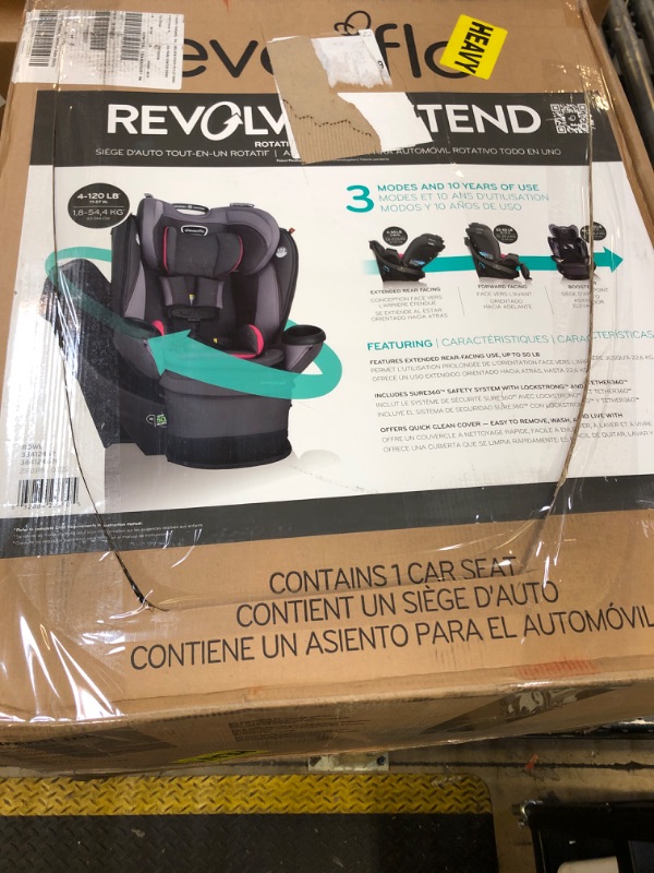 Photo 2 of Evenflo Revolve360 Extend All-in-One Rotational Car Seat with Quick Clean Cover (Rowe Pink)