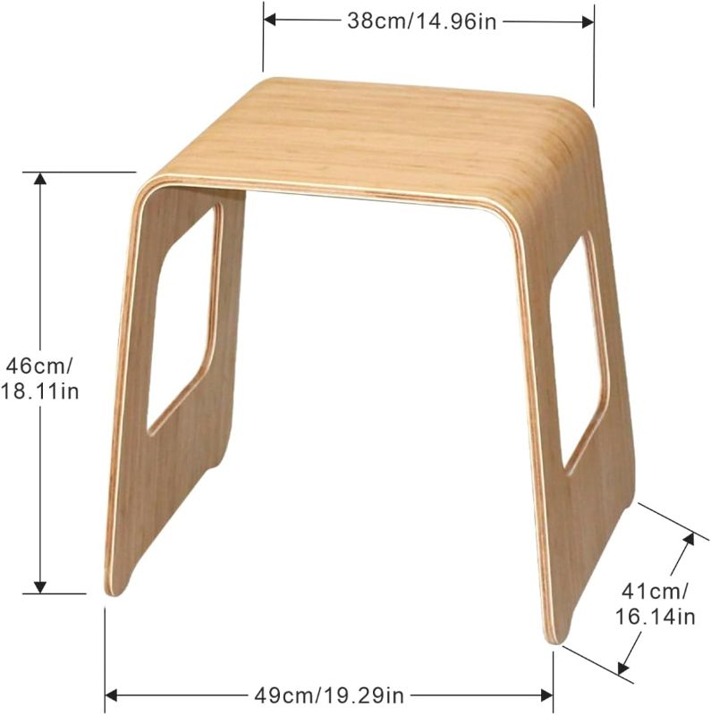 Photo 1 of Bamboo Stackable Dining Bench, Simple Creative Square-Hole Bamboo Stools One-Piece Bending Process for Office Kitchen Bathroom Bedroom