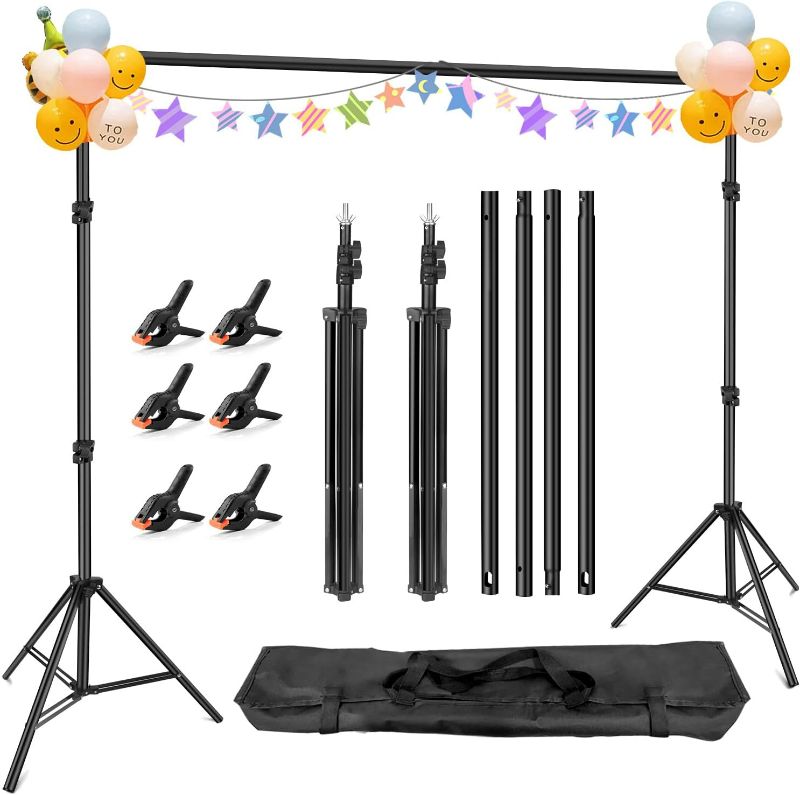 Photo 1 of Photo Backdrop Stand, 10x6.5 ft Background Stand for Photoshoot, Hemmotop Adjustable Backdrops Stand for Parties, Photography, Photo Booth, Projector Screen, Movie Screen, Portraits, Streaming