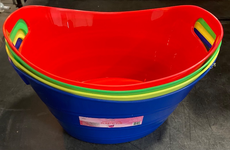 Photo 3 of 4 Pack - Oval Storage Tub with Handles, Colorful Halloween Candy Bowl Holder, Classroom Organization Bins, Plastic Ice Bucket, Tubs, Baskets, 4.5L