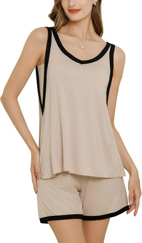 Photo 1 of Size L Aprsfn 2 Piece Womens Pajamas Built-in Bra Padded Lounge Sets Sleepwear Sleeveless Strap Tank Top and Shorts Pjs Pajama Set