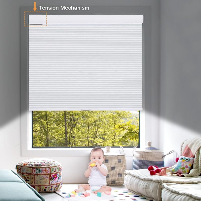 Photo 1 of No Drill No Tools 100% Blackout Cellular Shades Cordless Window Shades for Home Privacy UV Protection