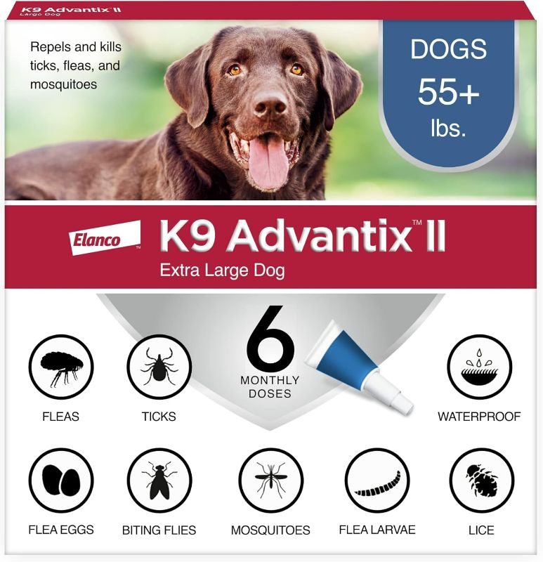 Photo 1 of K9 Advantix II XL Dog Vet-Recommended Flea, Tick & Mosquito Treatment & Prevention | Dogs Over 55 lbs. | 6-Mo Supply