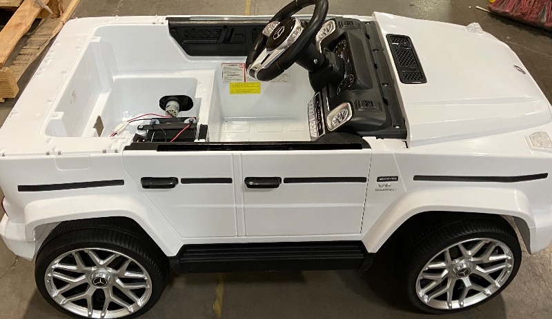 Photo 4 of Kids Electric Vehicle, Licensed Mercedes-Benz G63 Car for Kids, 12V Ride on Car w/Parent Remote Control, Low Battery Voice Prompt, LED Headlight, Music Player & Horn, Soft Start, Safety Lock,White