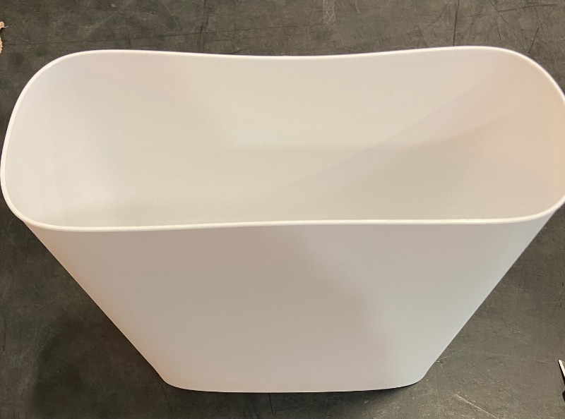 Photo 3 of Zerodeko Bathroom Waste Bin Bathroom Garbage Can Litter Trash Can Toilet Waste Bin Waste Dustbin Slim Waste Basket Small Trash Bin Slim Trash Can Office Multifunction Pp Accessories White