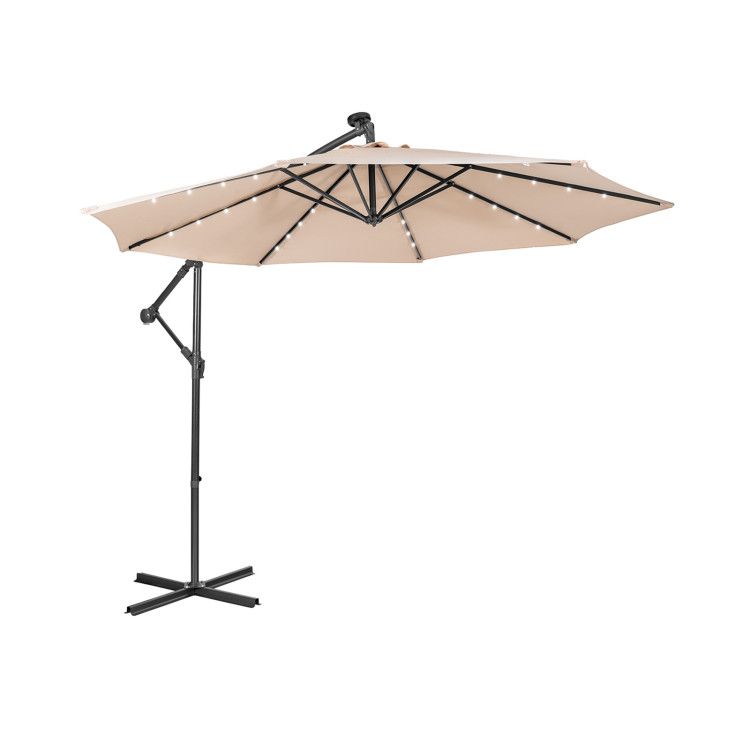 Photo 1 of 10 Feet Patio Cantilever Umbrella with Tilting System(Beige With Brown Poles)