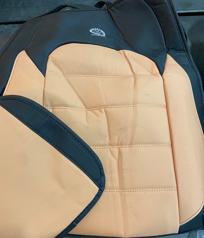 Photo 3 of Car Seat Covers for Lexus GX 470 2003-2009,2 Seats Waterproof Seat Covers with Airbag,Leather Seat Covers for Cars,Anti-Slip Auto Seat Cover Sets(Orange and Black,Standard)