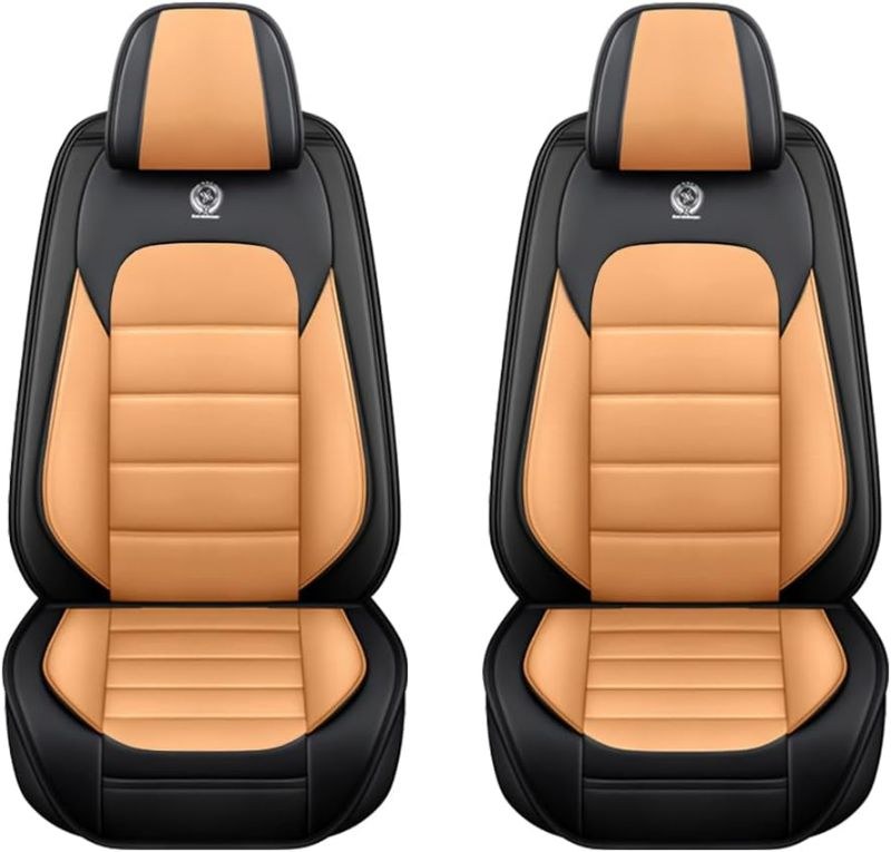 Photo 1 of Car Seat Covers for Lexus GX 470 2003-2009,2 Seats Waterproof Seat Covers with Airbag,Leather Seat Covers for Cars,Anti-Slip Auto Seat Cover Sets(Orange and Black,Standard)