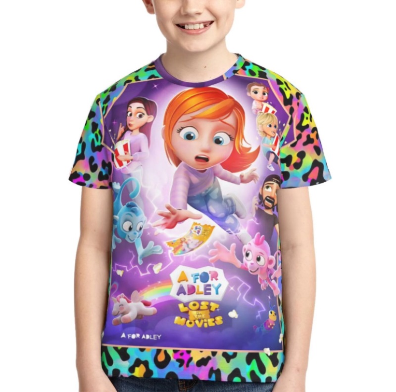 Photo 1 of XL A For Adley Cartoon Cotton Boys Girls 3D Graphic Tee