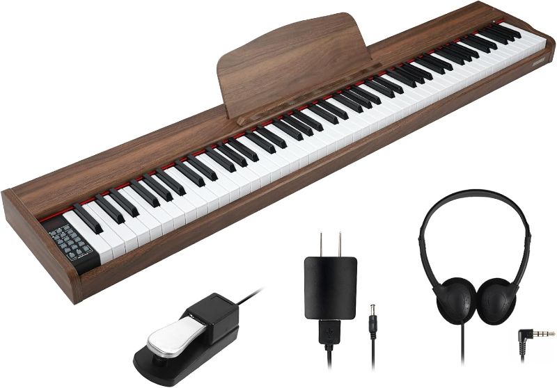 Photo 1 of Piano Keyboard Semi Weighted for Beginners, 88 Keys Digital Electronic Music Professional Piano with Microphone, Sustain Pedal, Double Bluetooth, USB MIDI Interface and Power Adaptor