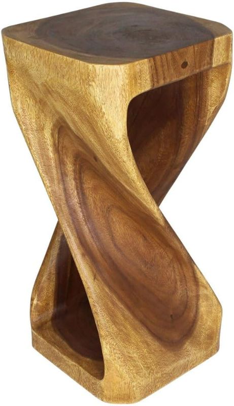 Photo 1 of **Crack on Top**Haussmann® Original Wood Twist Stool 14 X 14 X 30 in High Walnut Oil