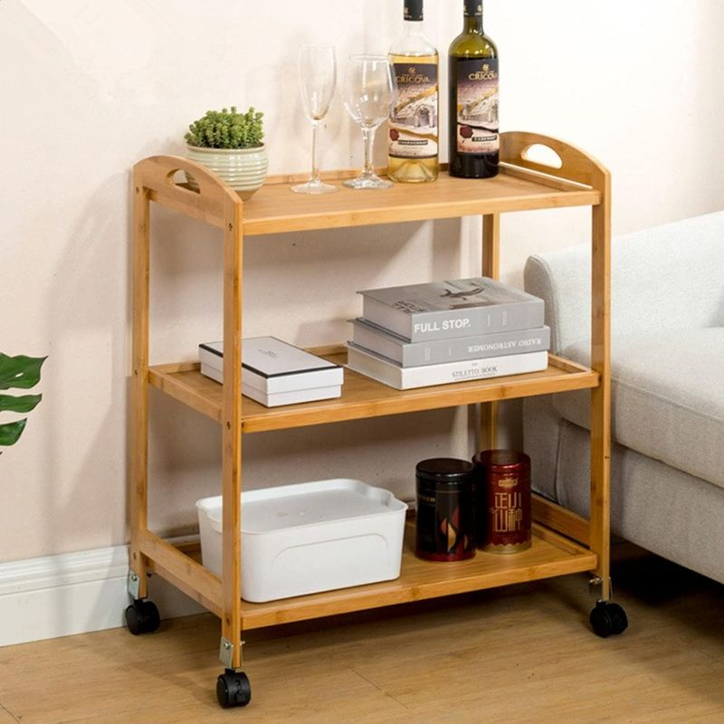 Photo 1 of Baoz 3-Tier Bamboo Rolling Cart Kitchen Serving Cart Organizer Storage Rack Utility Mobile Trolley with Lockable Wheels for Home Bar Living Dining Room
